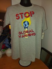New Stop Global Warming T Shirt Mens Medium Earth Gray Common Threads