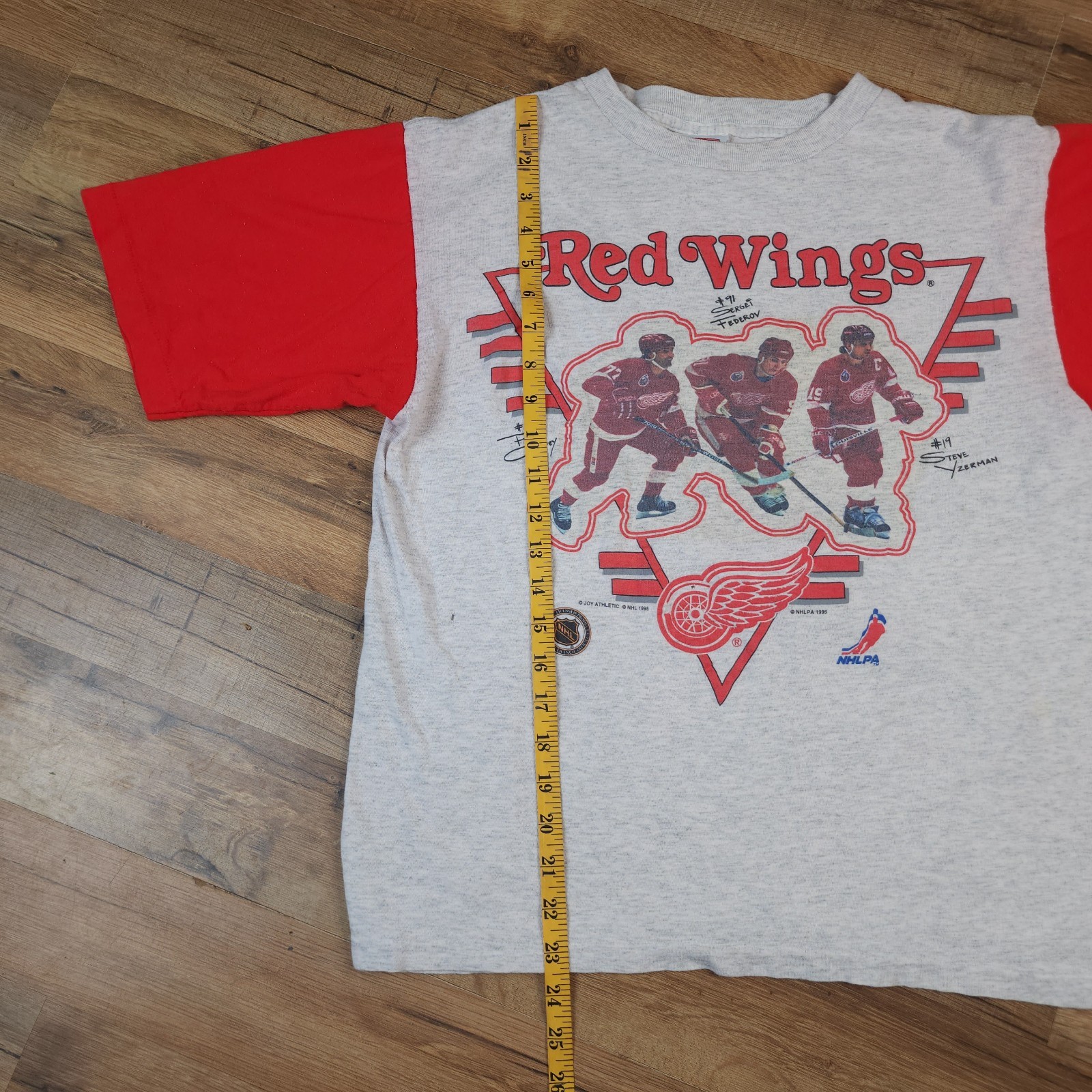 Vintage 90s Detroit Red Wings T-Shirt Youth Large NHL Yzerman Fedorov USA gallery