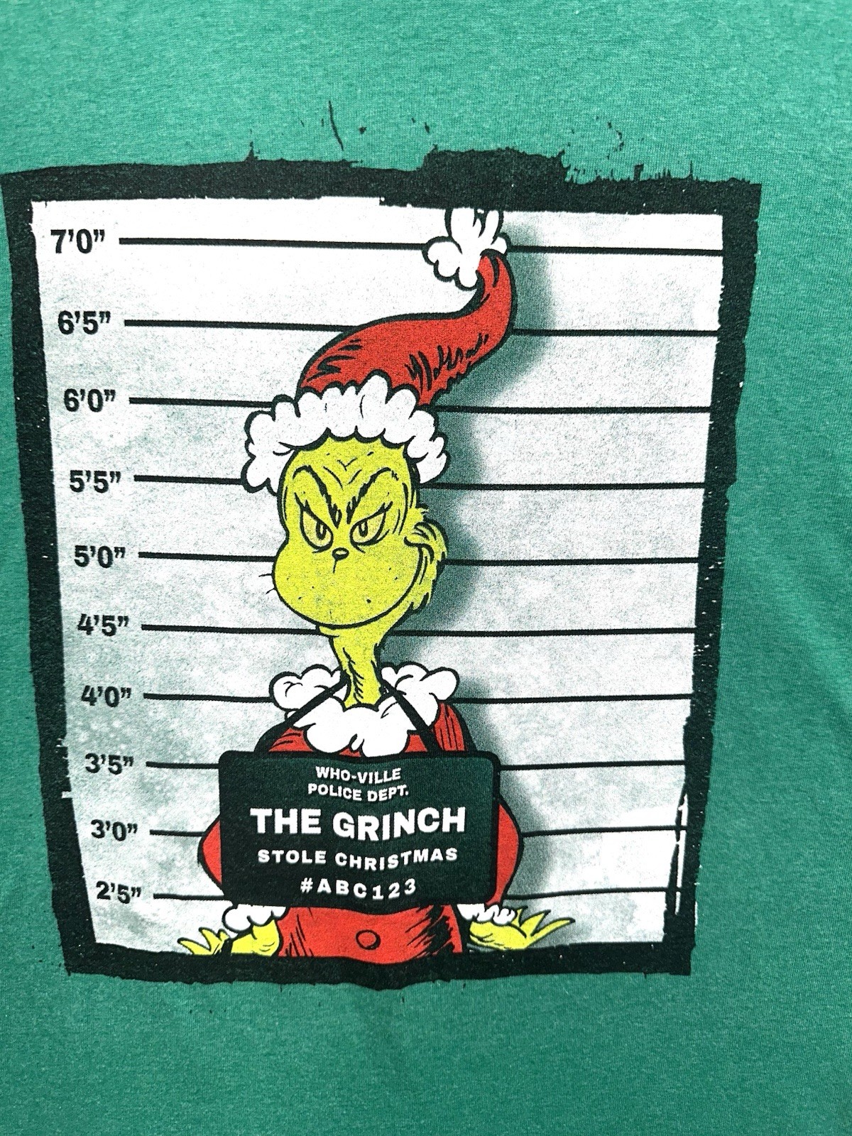 Dr Seuss T-Shirt Men XL Green Grinch Stole Christmas Mugshot Graphic Holiday Tee gallery