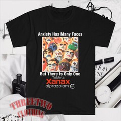 Xanax Anxiety Has Many Faces Men’s Black T-Shirt Size S to 5XL