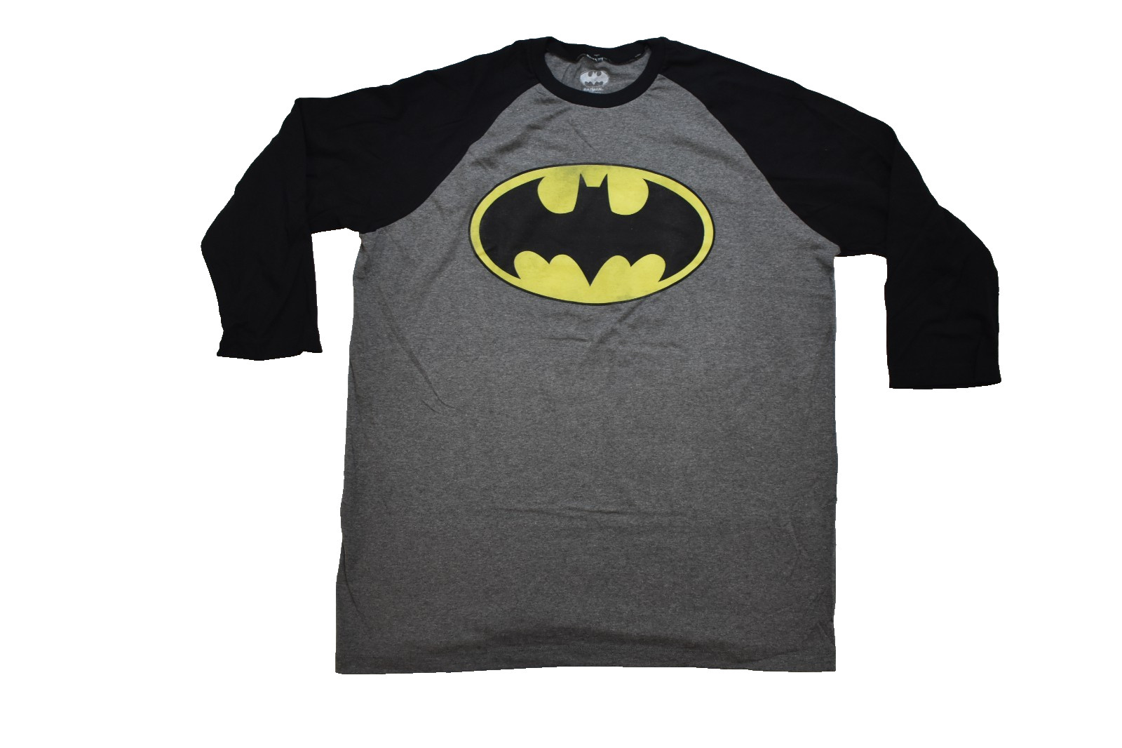 Batman 2-Tone Mens Heather Gray And Black 3/4 Sleeve Raglan Shirt NWT XL gallery