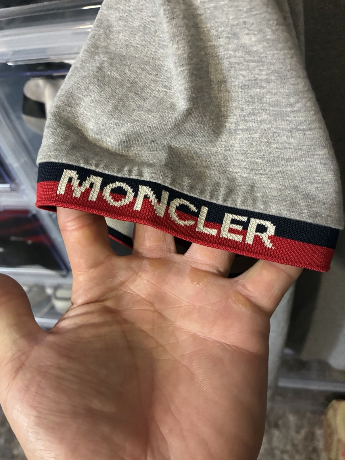 Rare Moncler Gray Neck And Cuff Logo T-shirt Size Large - $595 gallery