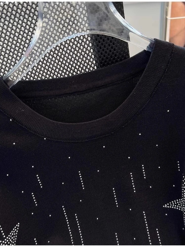 New Men Women Luxury Diamond Star Rhinestones Fashion T-Shirt High Quality gallery