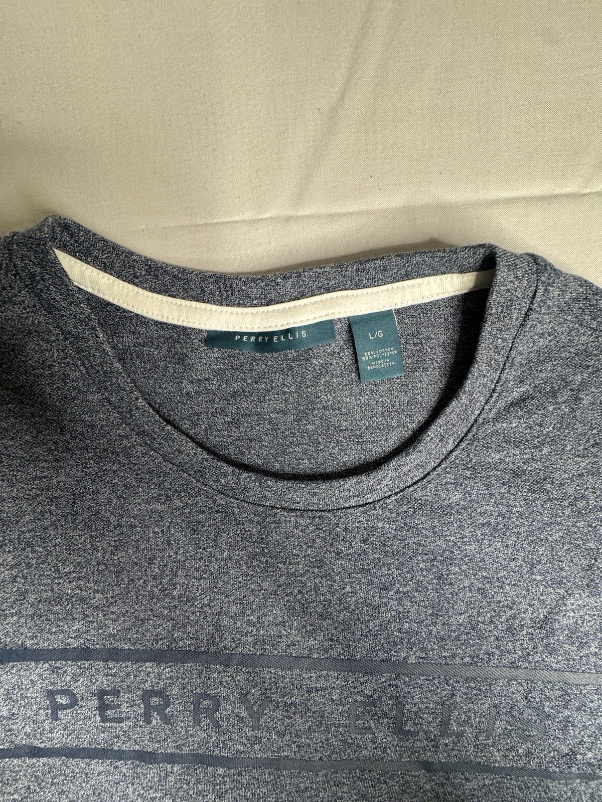Perry Ellis Men’s Logo Crew Neck Short Sleeve T-Shirt Gray Size L gallery