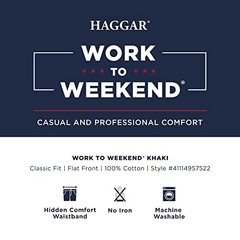 Haggar Men’s Work To Weekend No Iron Flat Front Pant Mens 41114957522 Size 38W