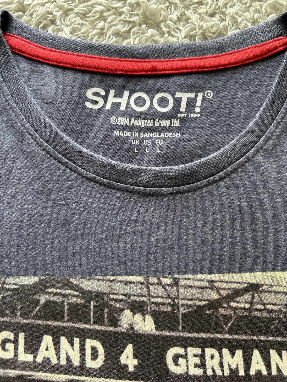 Shoot! Football T Shirt England 4 Germany 2 1966 World Cup Blue Top Large gallery