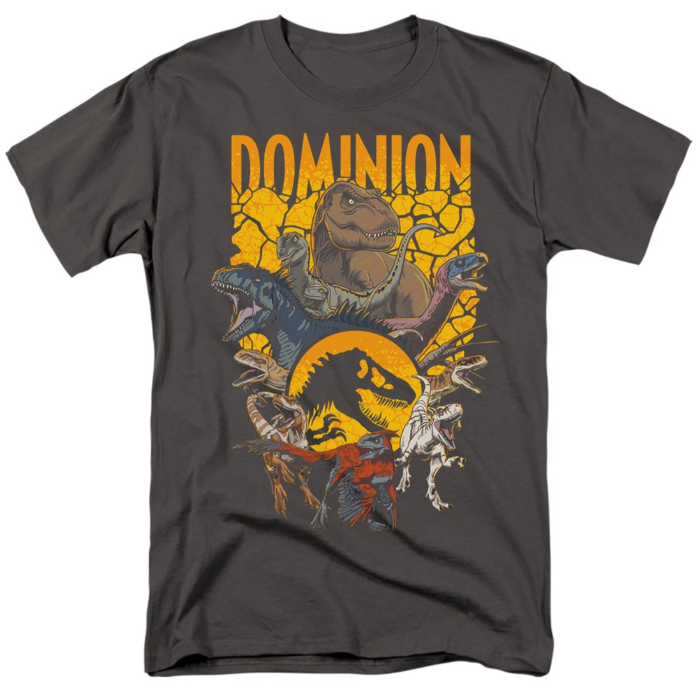 Jurassic World – Dominion Pack Illustrated – Adult Unisex T-Shirt – Gray