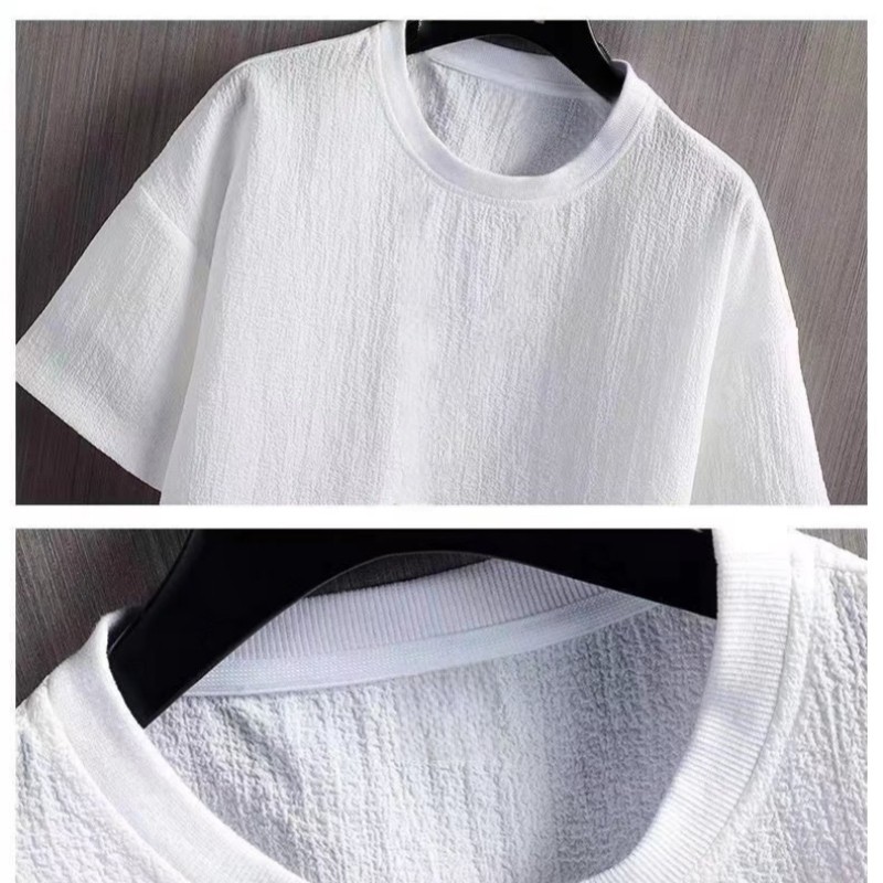 New Men's Polyester Fiber Plain Crew Neck Ice Silk Short Sleeves T-Shirt M-3XL gallery