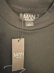 NWT BooHooMAN Black Oversized Crew Neck Short Sleeve Knit T-Shirt Logo Size M
