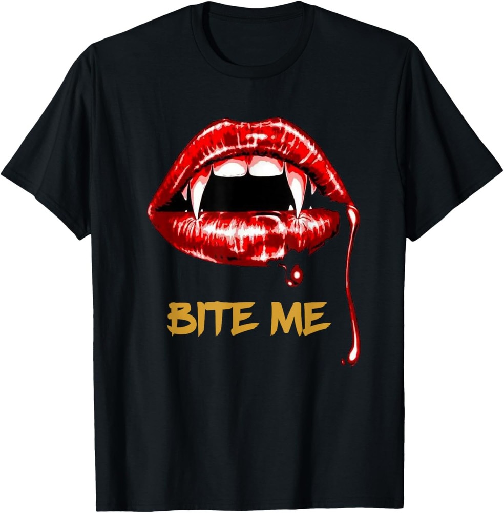 Bite Me Sexy Vampire Lips Halloween Novelty T-Shirt