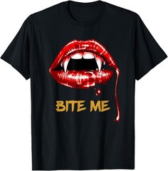 Bite Me Sexy Vampire Lips Halloween Novelty T-Shirt