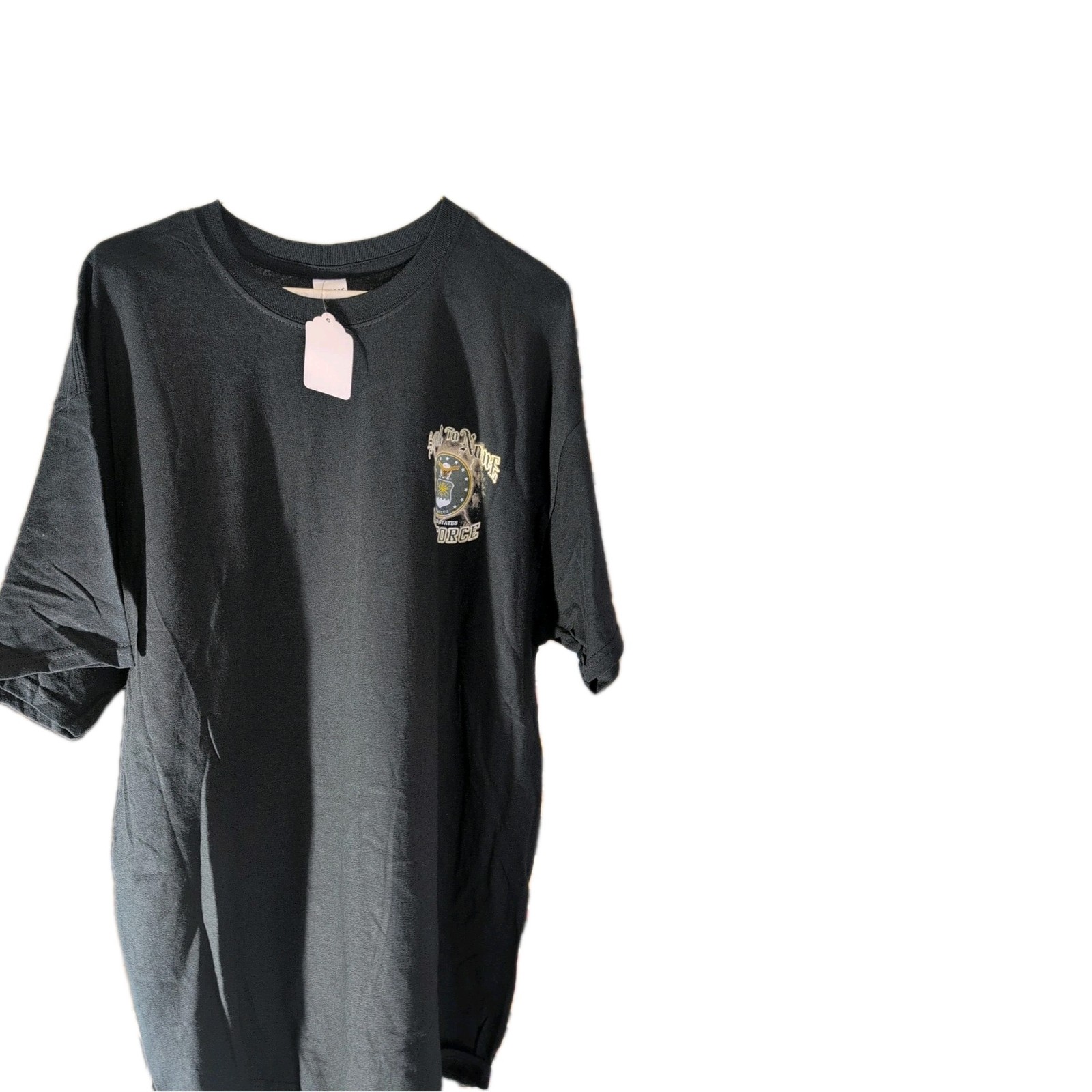 New Gildan Air Force SECOND TO NONE T-shirt BLACK Size XL~#315