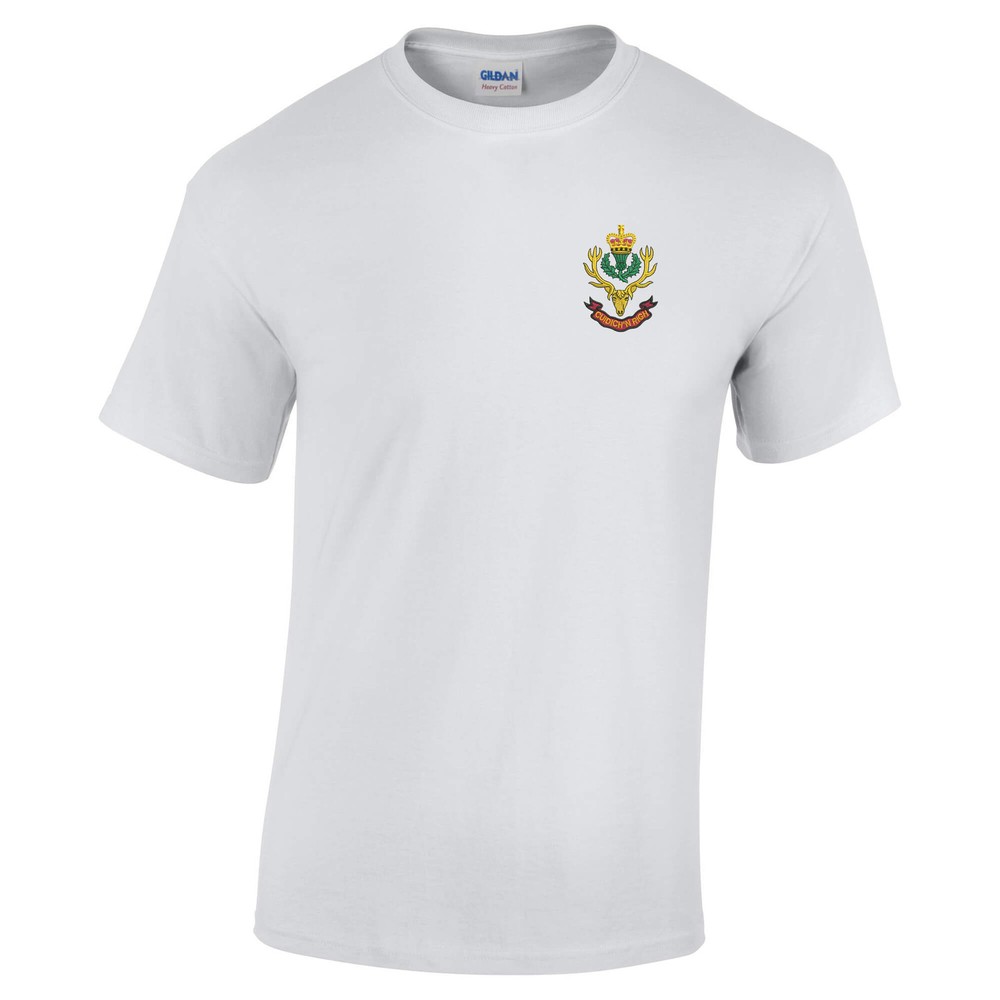 OFFICIAL Queens Own Highlanders Embroidered 100% Cotton T-Shirt