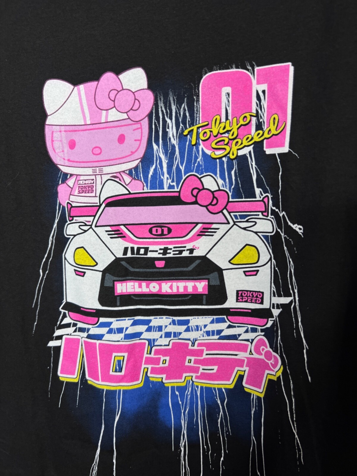 Hello Kitty Sanrio Unisex TSHIRT 2XL Tokyo Speed Racing Graphic Speed Black Pink gallery