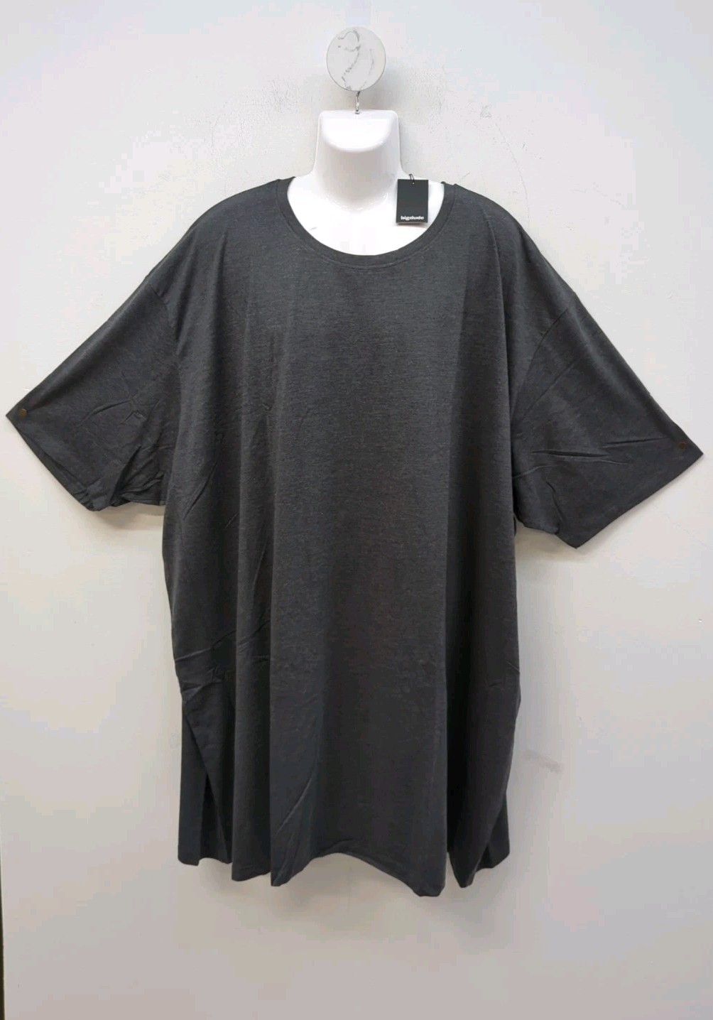 Bigdude Short Sleeve Plain Crew Neck Straight Hem T Shirt Size 7XL Charcoal gallery