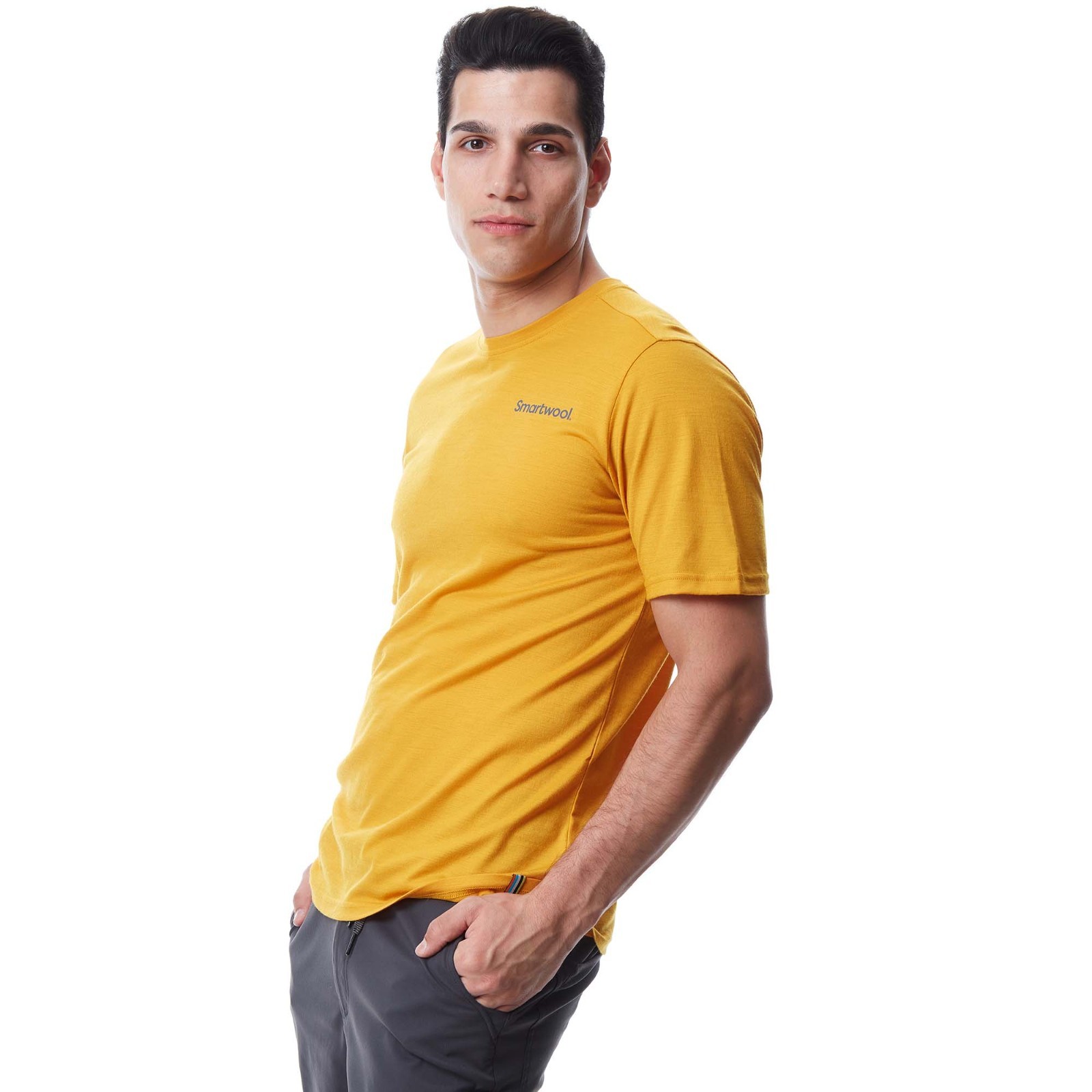 Smartwool Merino Wool Dawn Rise Graphic Short Sleeve Tee in Honey Gold XL gallery