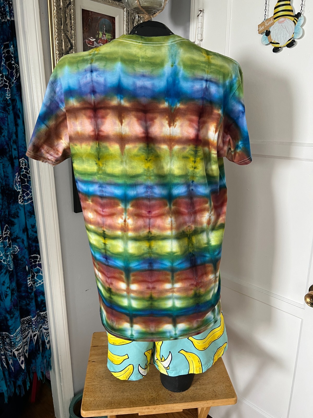 Surfer Style Ice Tie Dye T-Shirt, Unisex L SS, Avocado Blue & Brown gallery