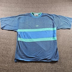 Vintage Bugle Boy T-shirt 90s Striped Logo Blue Size Large