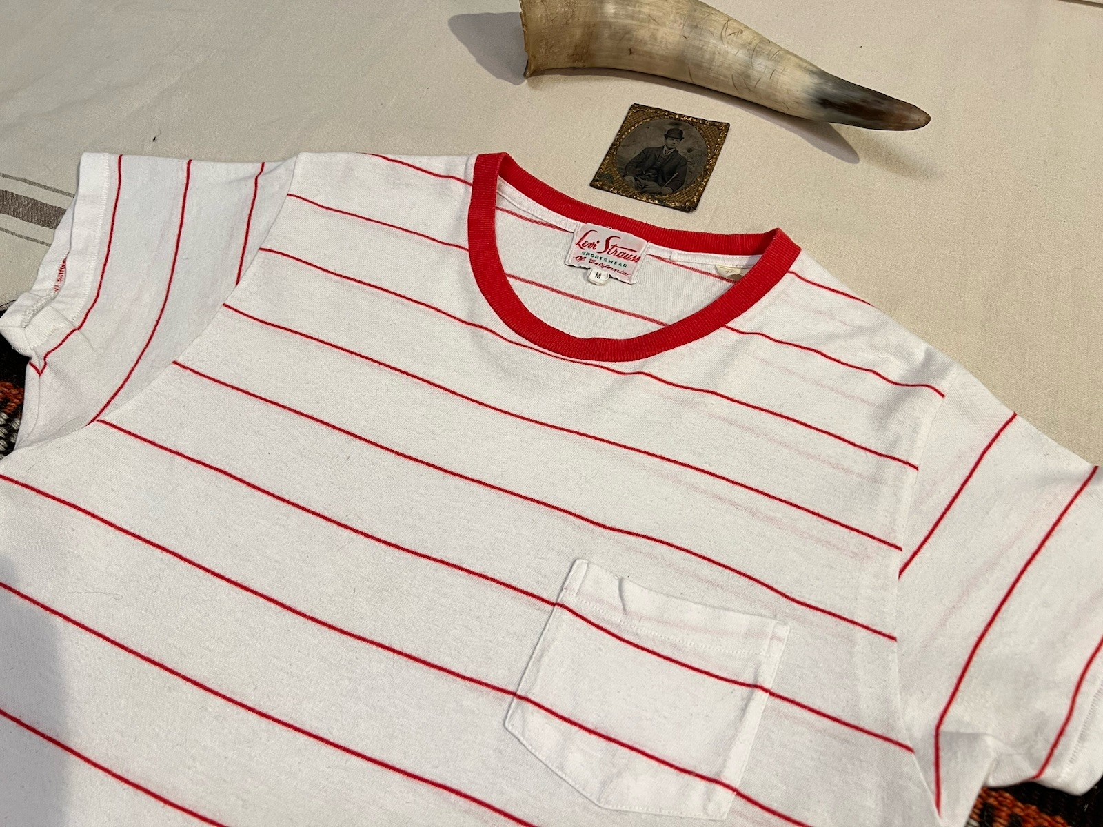 LVC 50s Sportswear T-Shirt M Levi's Vintage Clothing Ringer Single Stitch Stripe gallery