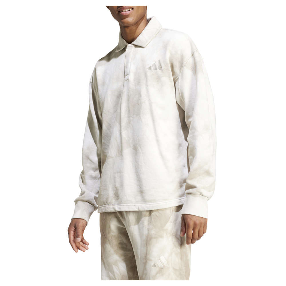adidas All Season TieDye Long Sleeve Polo Shirt Mens Off White Casual Tops IY658 gallery
