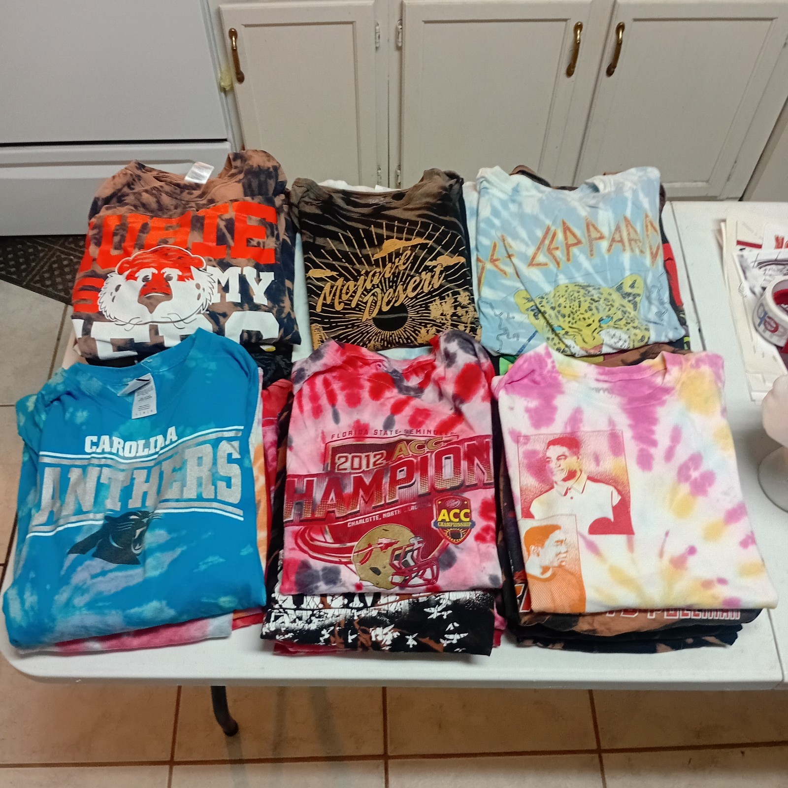 Bulk Lot 48 Tie Dye Shirts Size Large Assorted Graphics Sports Anime Festival #2 gallery