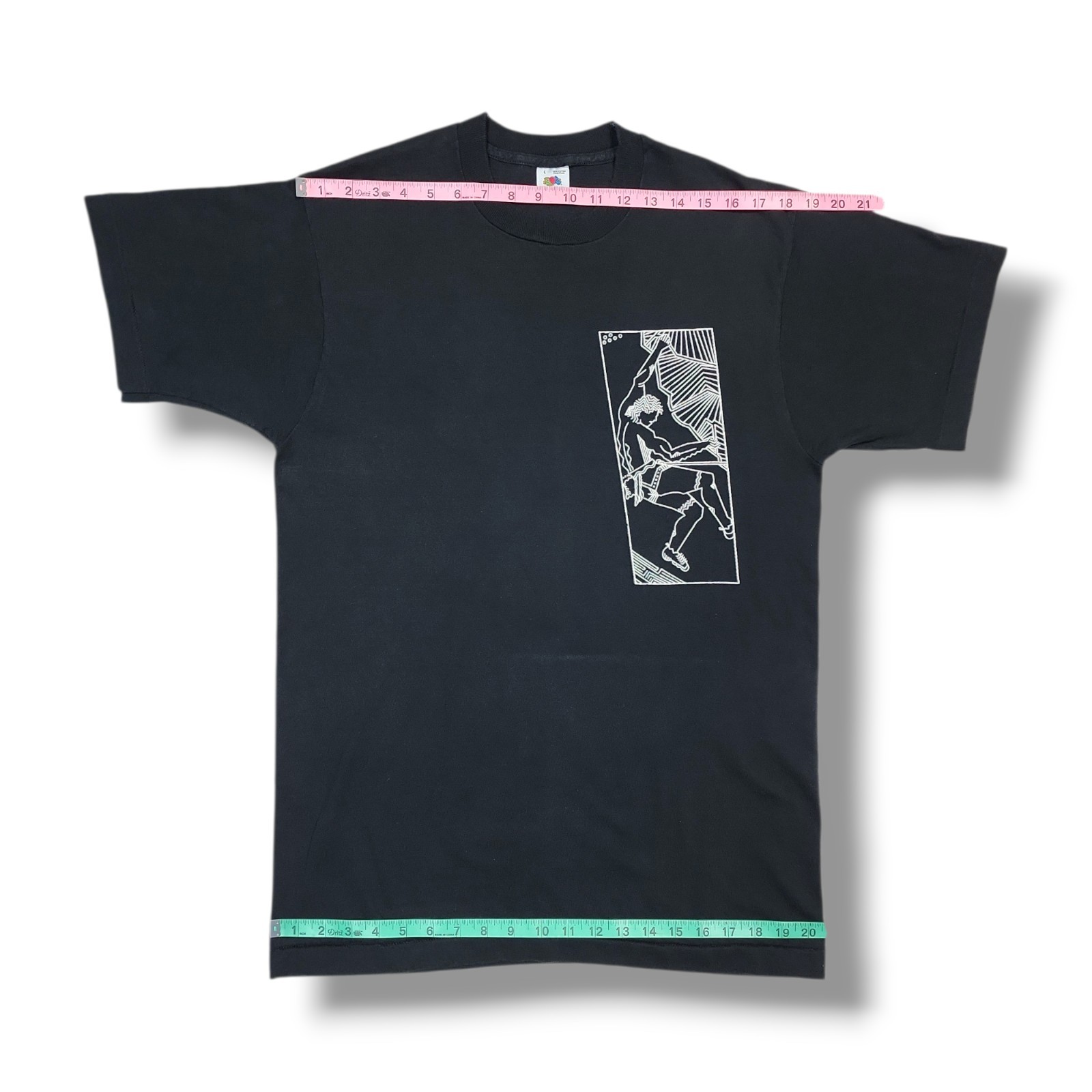 Vintage NOUVEAU CLIMB Line Art Black Fruit Of The Loom T-Shirt Men's L gallery
