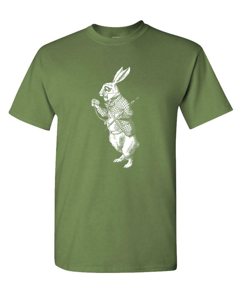 WHITE RABBIT – retro alice in wonderland – Cotton Unisex T-Shirt