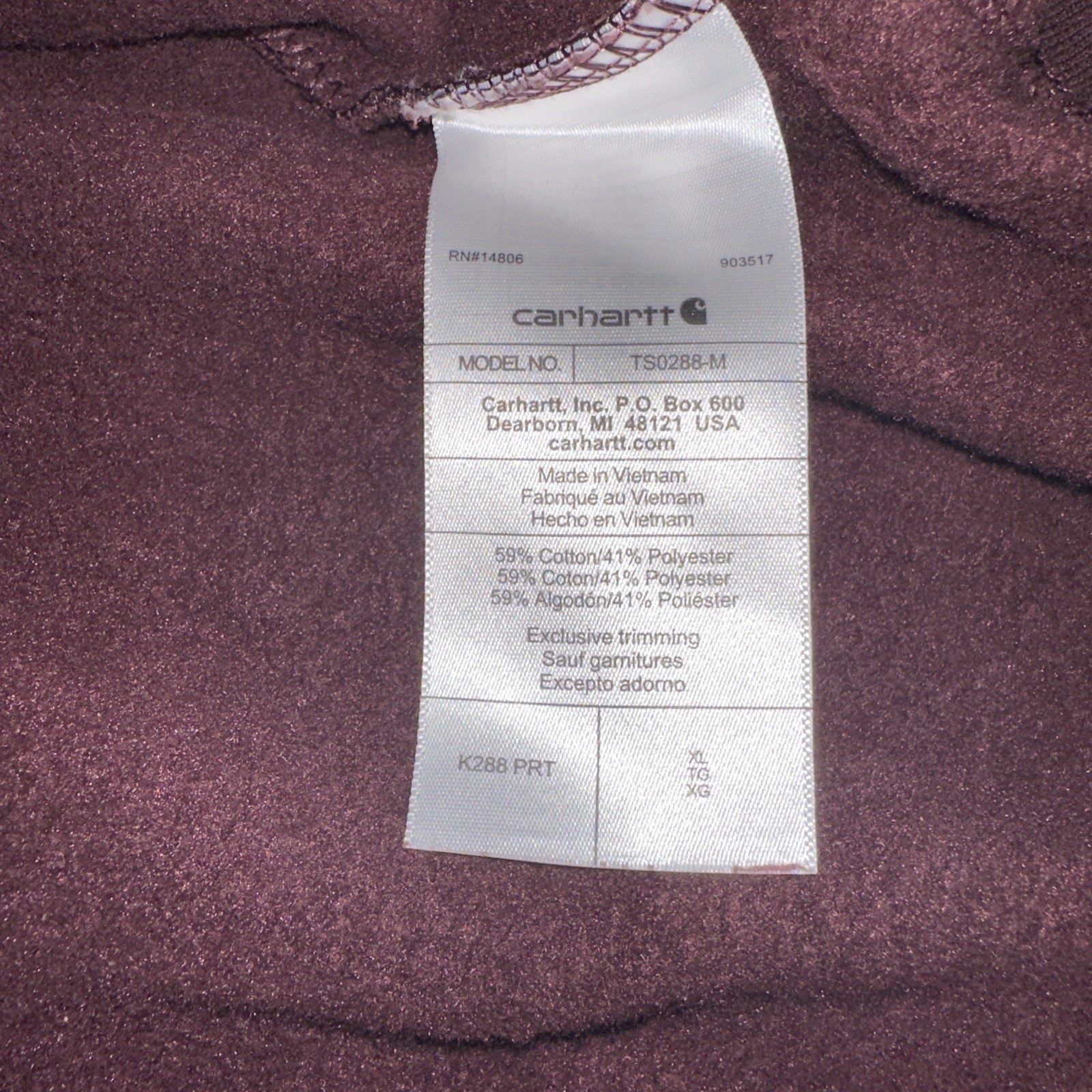 Carhartt Loose Fit Men’s XL Maroon Spring 2025 Cotton Blend Hoodie Sweatshirt gallery