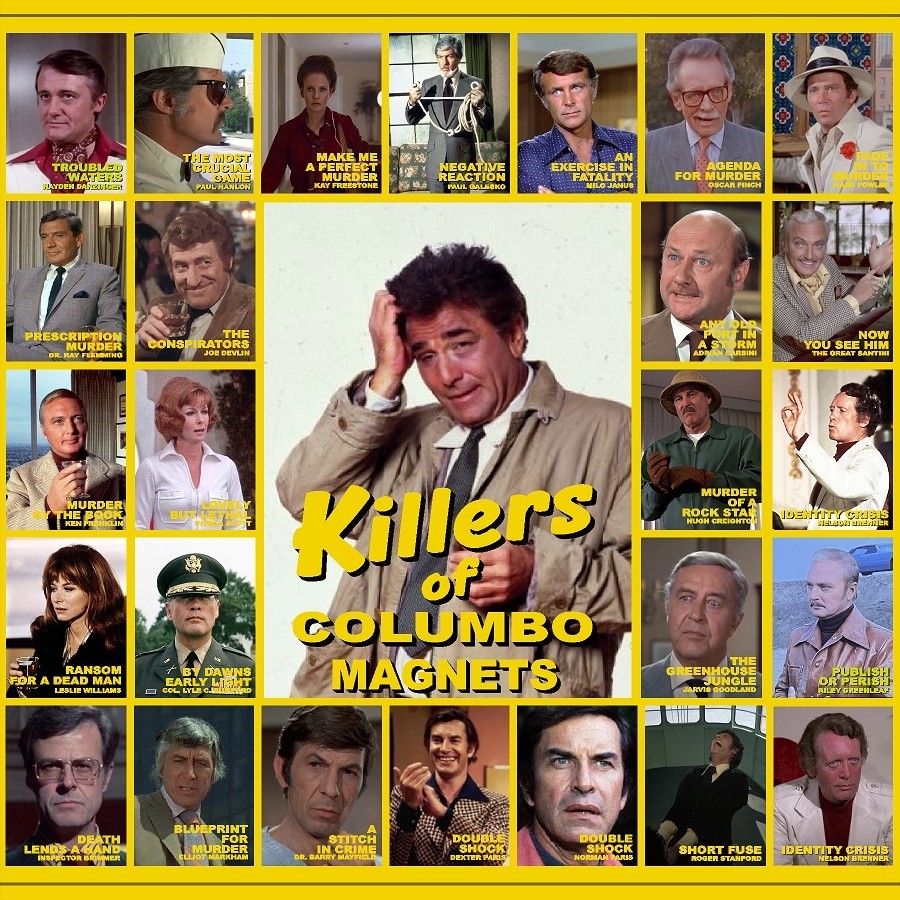 Columbo and the Villians and Killers Fridge Magnets 2.25″ x 3.0″ Vintage TV Show