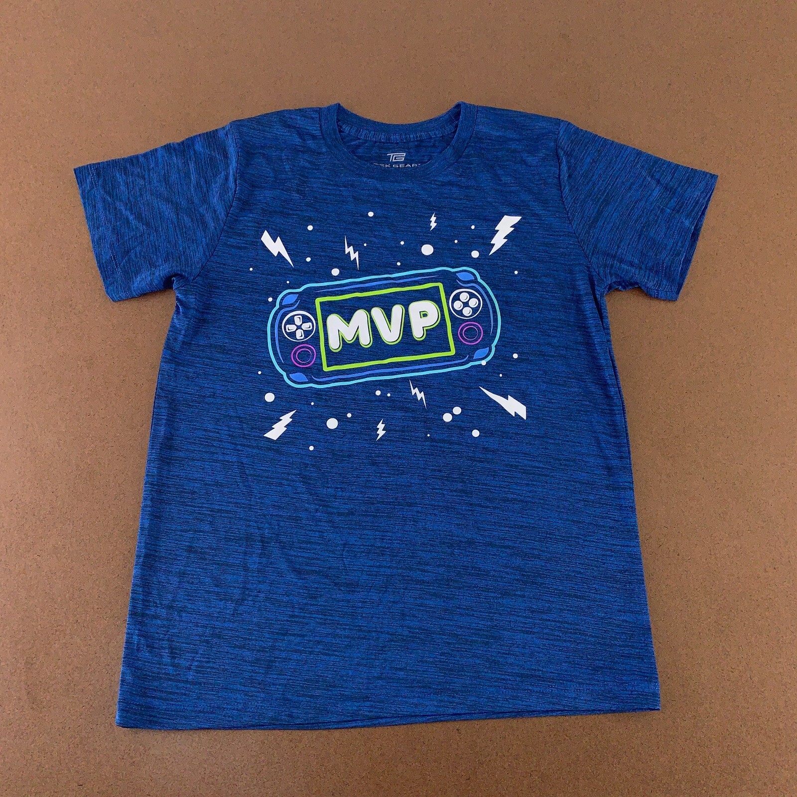 Tek Gear Men’s Size Large Blue MVP Graphic Short Sleeve Crew Neck T-Shirt New