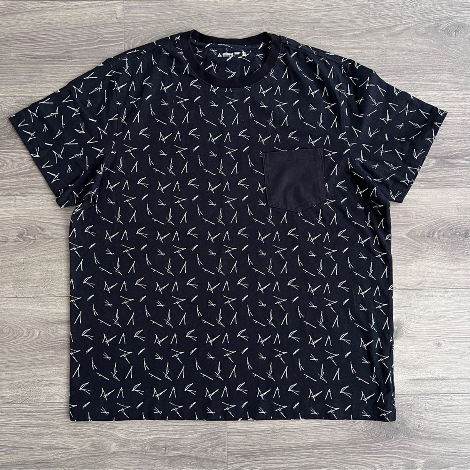 AMERICAN GIANT Mens Heavyweight Pocket Tee XL Black Crewneck Casual Workwear 90s gallery