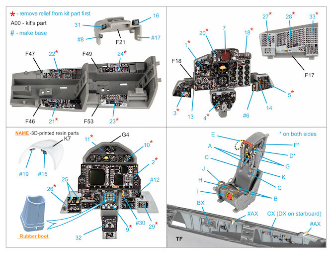 Quinta Studios 1/48 F-4G PHANTOM 3D DECAL COLORED INTERIOR SET with RESIN PARTS