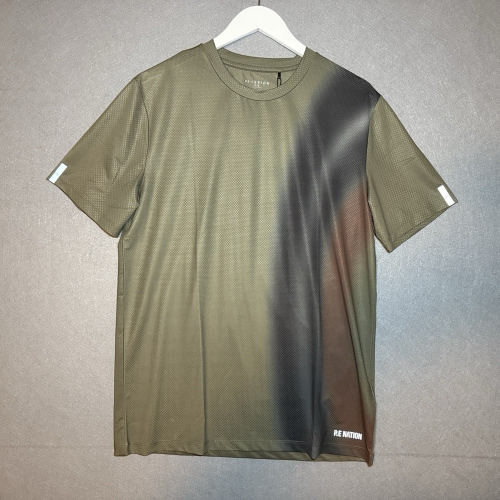 PE Nation Men M Crew Neck Performance Adrenaline T-Shirt Green Gradient Athletic