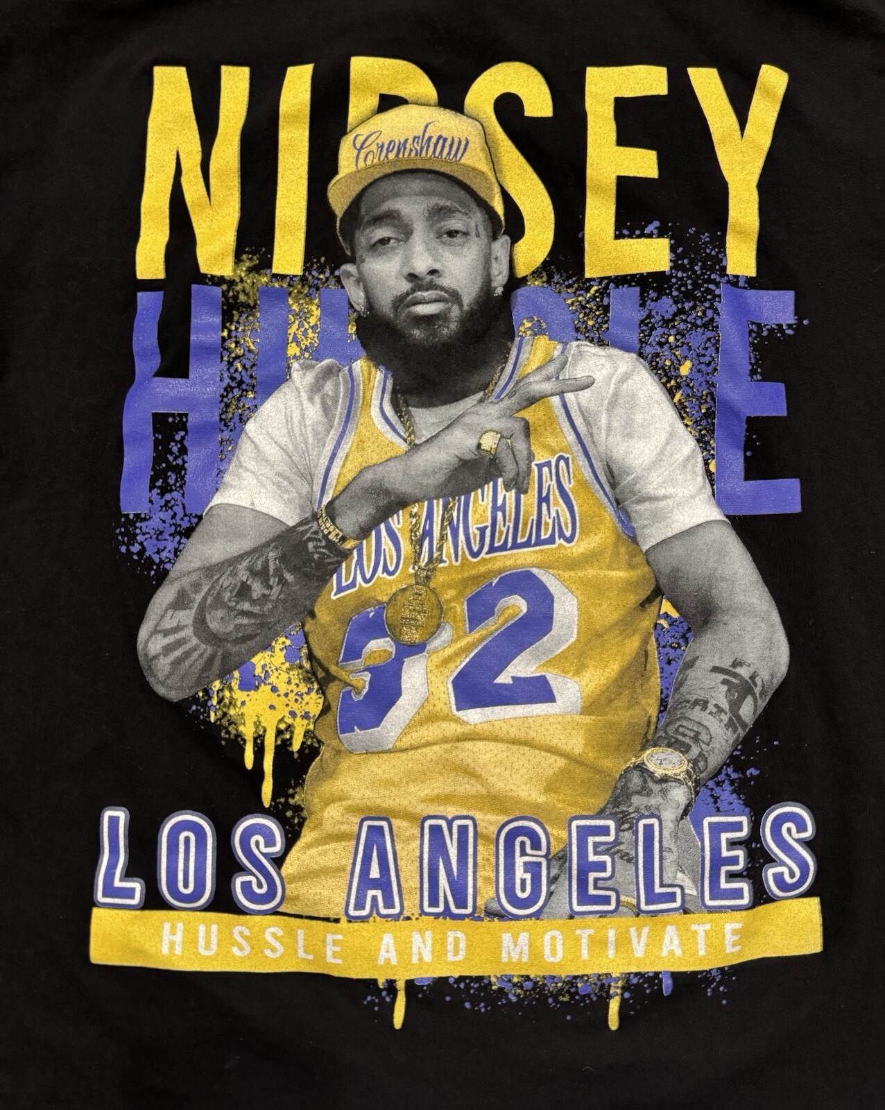 Nipsey Hussle Shirt Mens Size XL Black Los Angeles Lakers Crenshaw Hip Hop Rap gallery