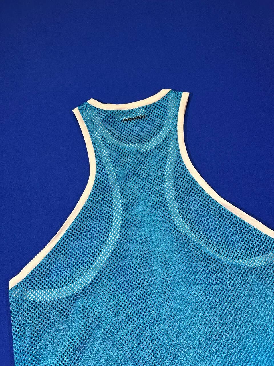 DSQUARED2 men’s summer blue back&front racer mesh muscle tank top SZ L gallery