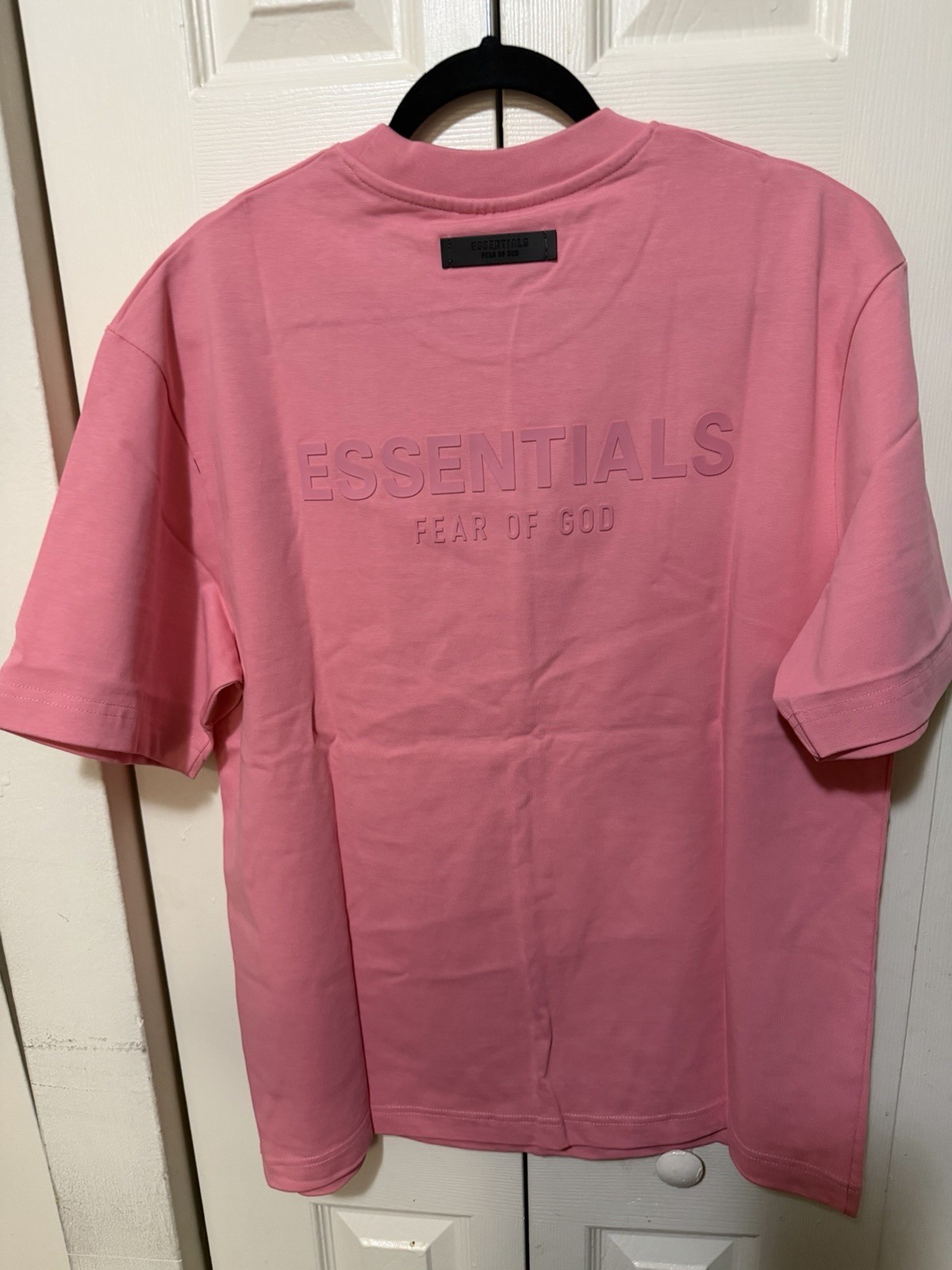 Essentials Fear of God Pink Logo Crew Neck Short Sleeve Cotton T-Shirt XL gallery