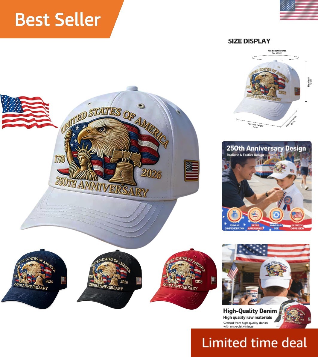 250th Anniversary USA Hat Adjustable United States 250th Anniversary Hat Ret…