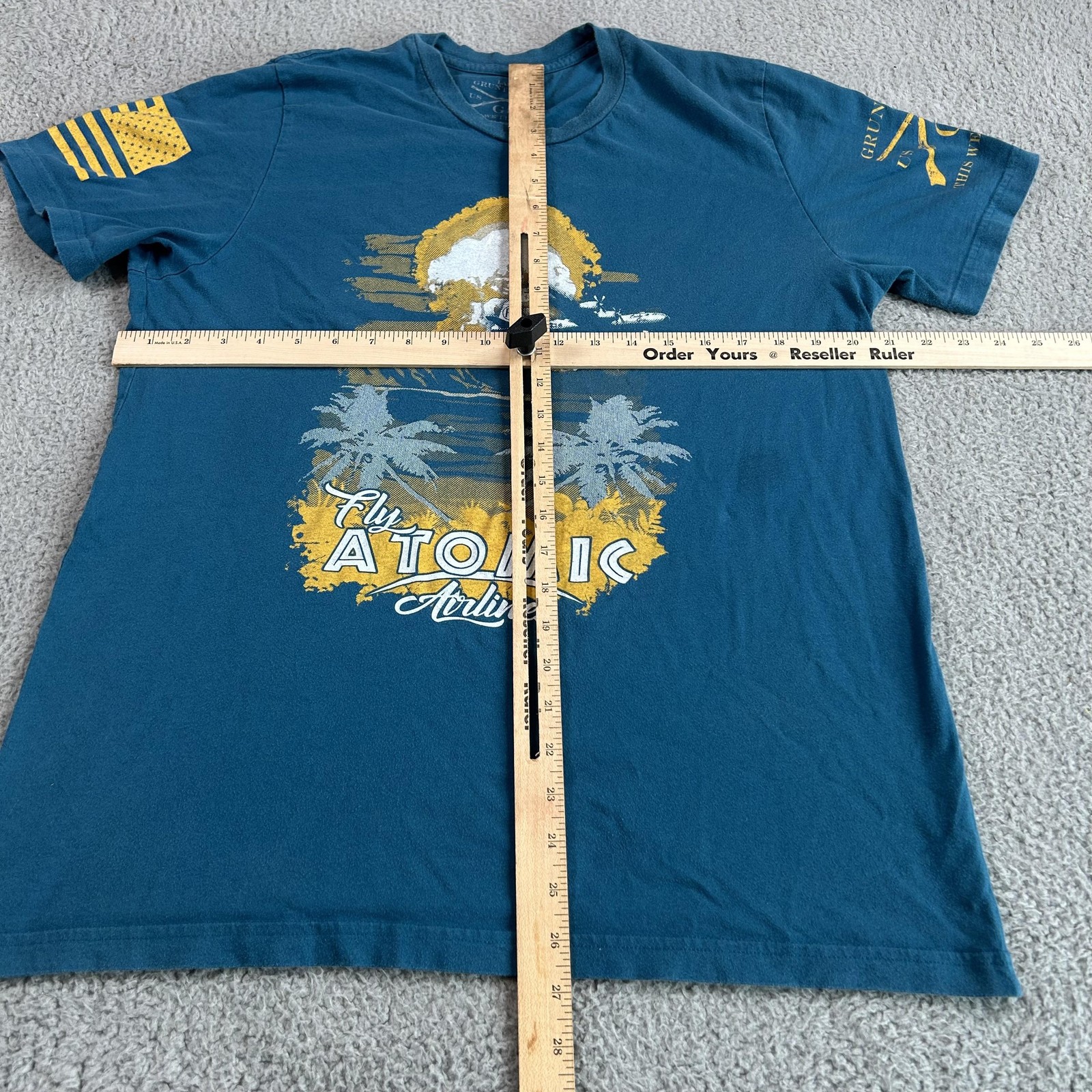Grunt Style Shirt Mens Large Teal Fly Atomic Airlines Graphic Short Sleeve Tee gallery