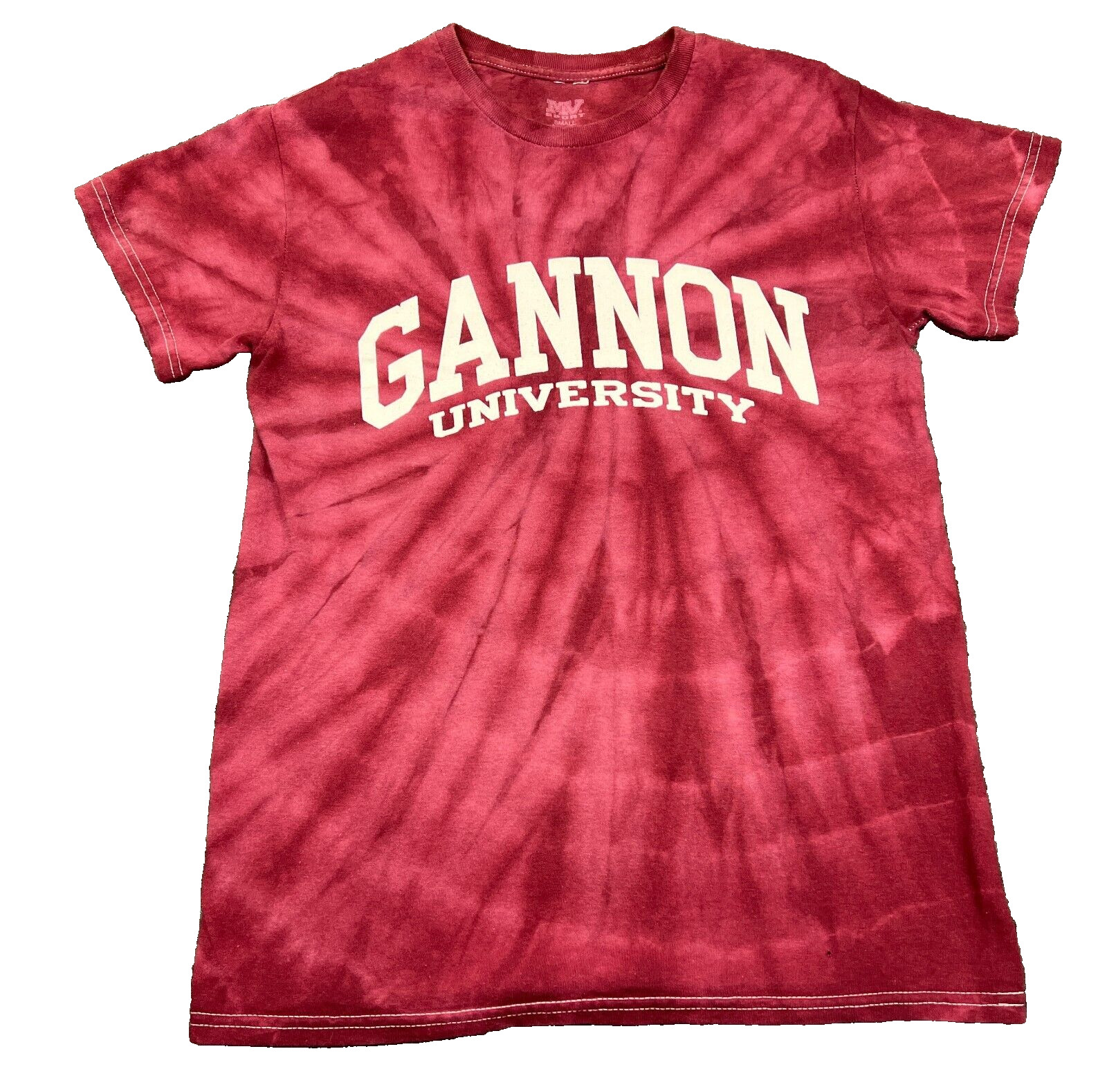 MV Sport Gannon University Spell Out T Shirt Adult Small Red Tie Dye Tee