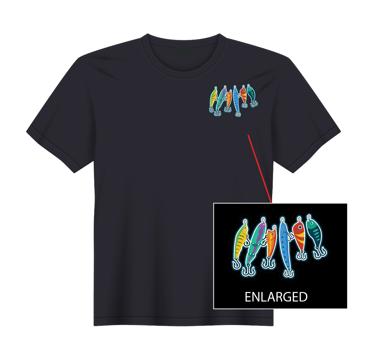 Fish Hook Fishing Lure Lake River Angler Fly fishing T-Shirt NEW S, M, L, XL gallery