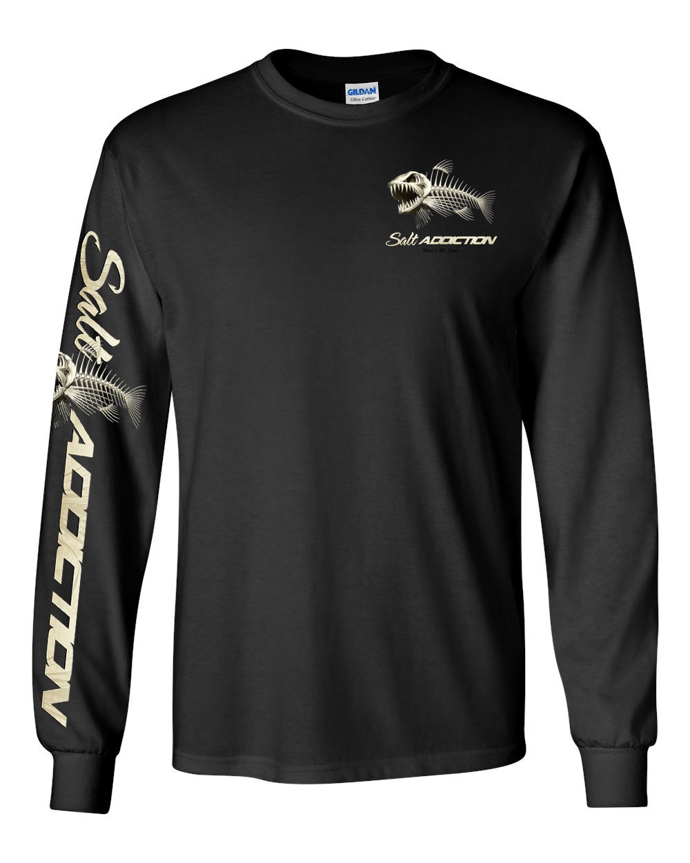Salt Addiction Bonefish Flats Fishing Long Sleeve T Shirt Cotton Fish bones gallery