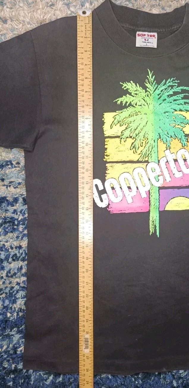 Vintage 90s Coppertone Sunscreen Shirt Black Vibrant Single Stitch Mens Large gallery