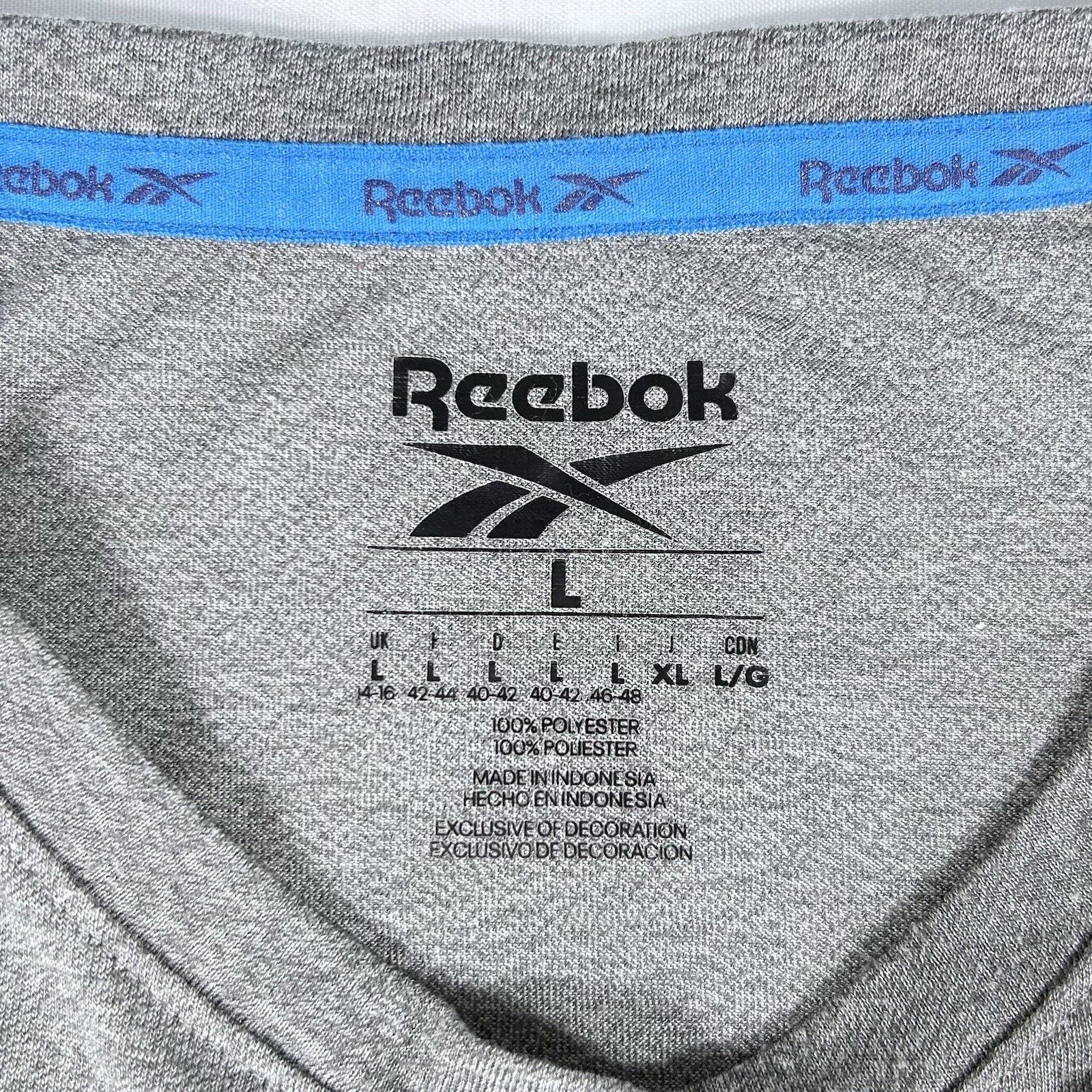 Reebok Men’s L Asphalt Gray Big Stacked Logo Graphic Activewear Casual T-Shirt gallery