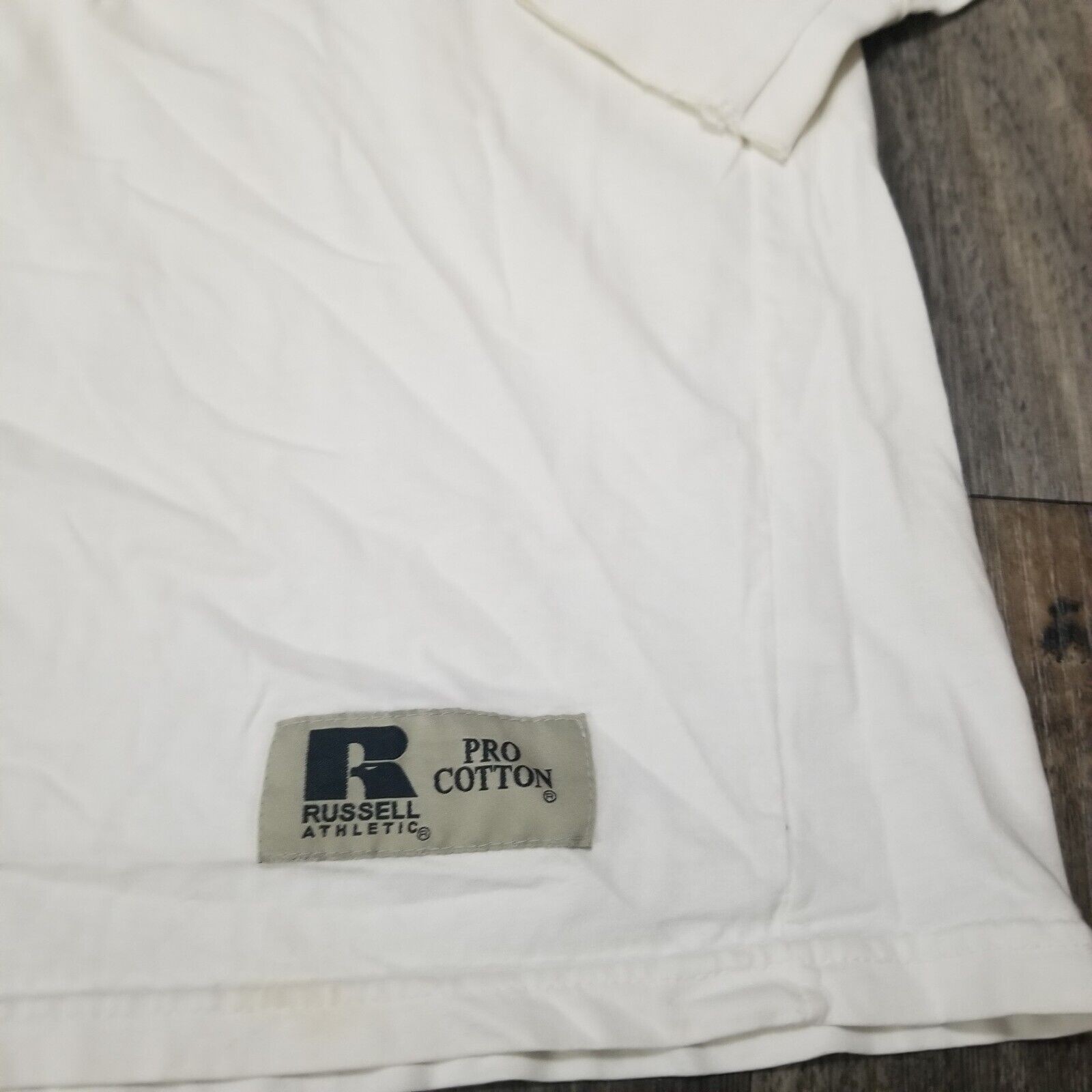 VTG Russell Athletic Longsleeve Mens High Neck Blank Pullover Made USA XL Cream gallery