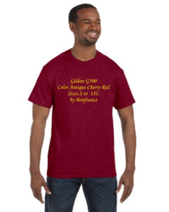 Gildan G500 Antique Cherry Red Heavy Cotton 5.3 oz. T-Shirt G5000 Rojo Cereza