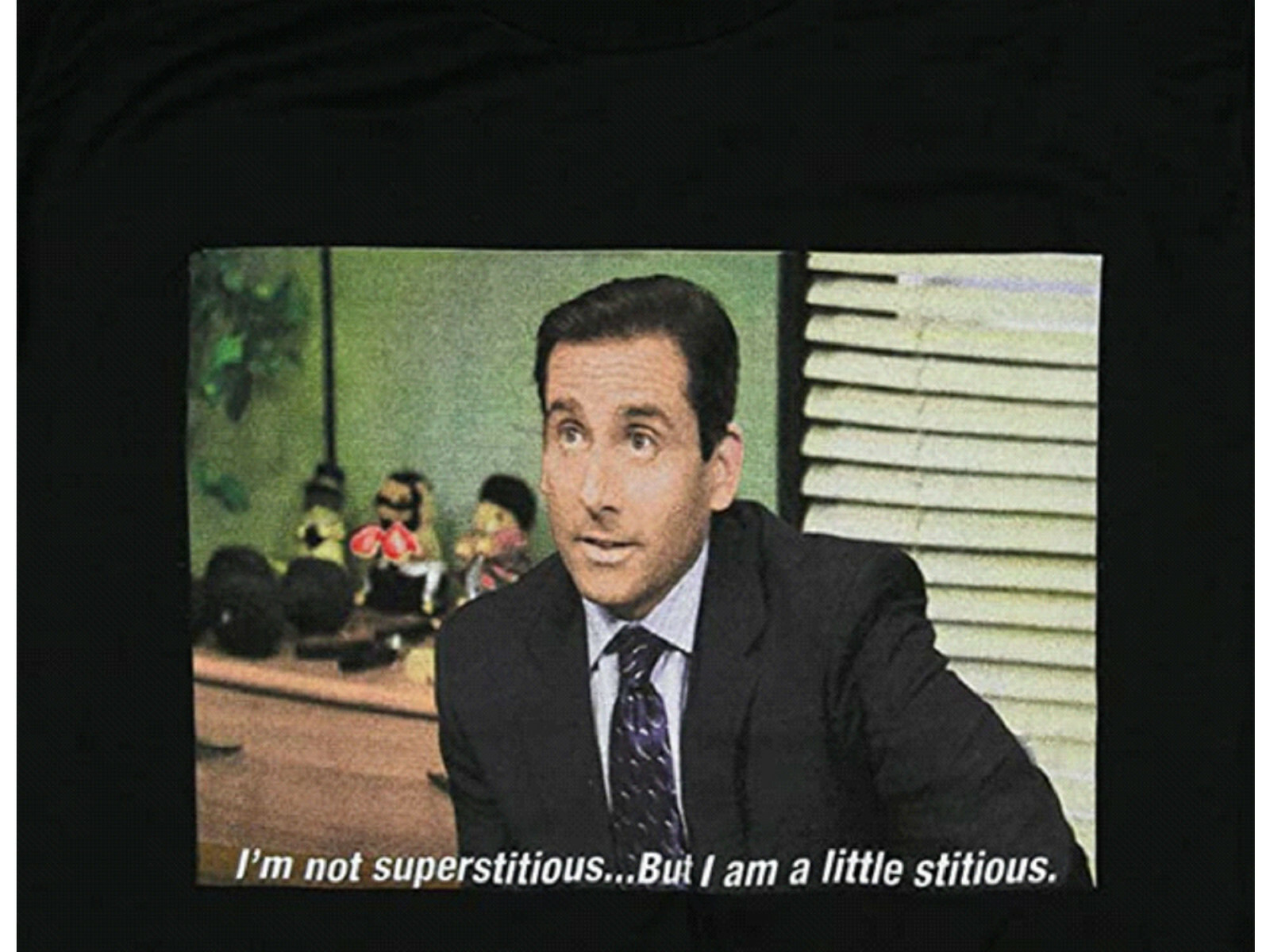 The Office Men's Michael Scott I am A Little Stitious Adult T-Shirt - NEW gallery