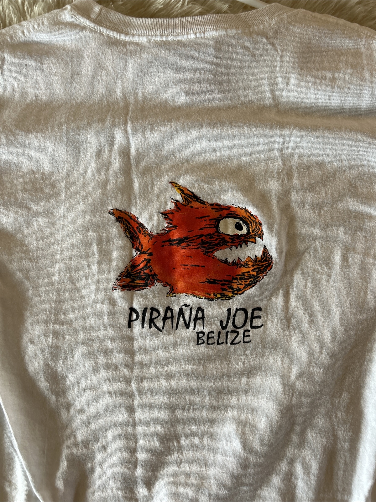 PIRANA JOE White Double-Sided Fish Cozumel Graphic T-Shirt Mexico SIZE S gallery