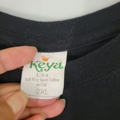 Keya USA 100% Soft Ring Spun Cotton Black Crewneck Short Sleeve T-Shirt Sz 2XL