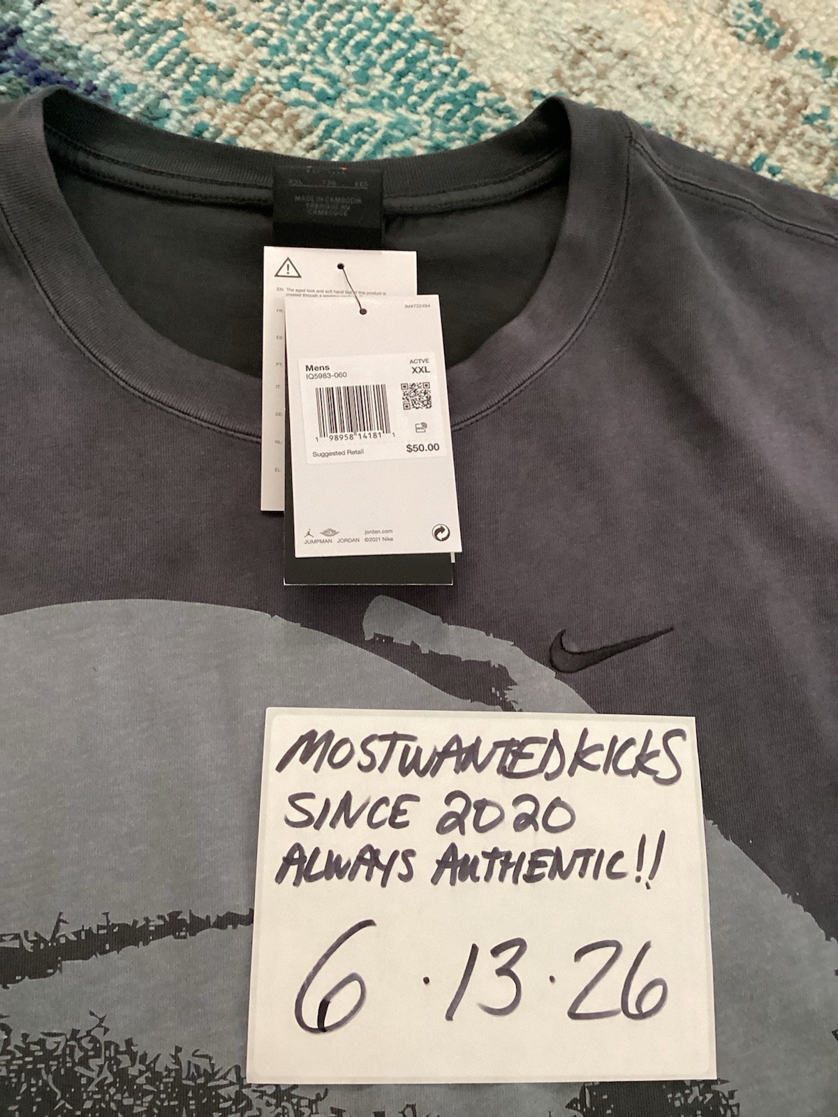 NWT Nike Air Jordan Shooting Graphic Anthracite Loose Fit T-Shirt Men’s Sz XXL gallery