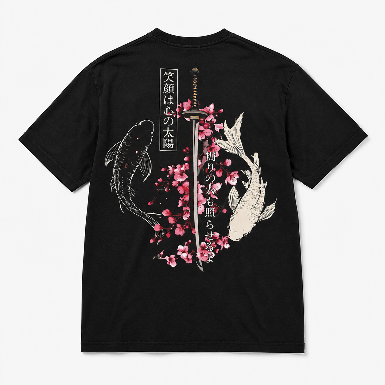 Japanese Koi Fish Samurai Sword T-Shirt Sakura Cherry Blossom Graphic Tee gallery